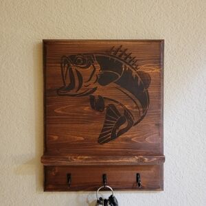 Rustic Bass Fish Wall Hook Decor